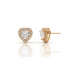 Brinco coração zirconia 8x8 no meio cravejado com tarraxa magica 